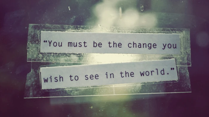 change world blurred text motivational bokeh typography 2k