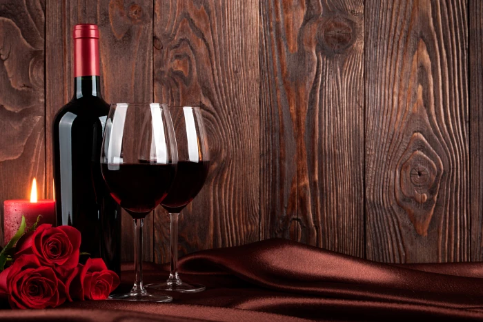 flowers background fire wine Board bottle roses candle 2k 4k 5k
