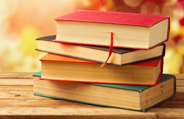 four books Board wooden bokeh cover bookmark education 2k