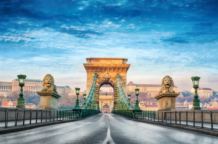 gray concrete bridge summer the city blur bokeh view Hungary 2k 4k
