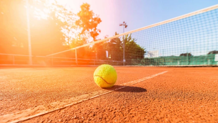 green tennis ball field summer the sky macro landscape mesh 2k 4k 5k