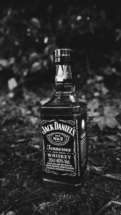 Jack Daniel s Old No 7 Whiskey grayscale photography of Tennessee whiskey bottle