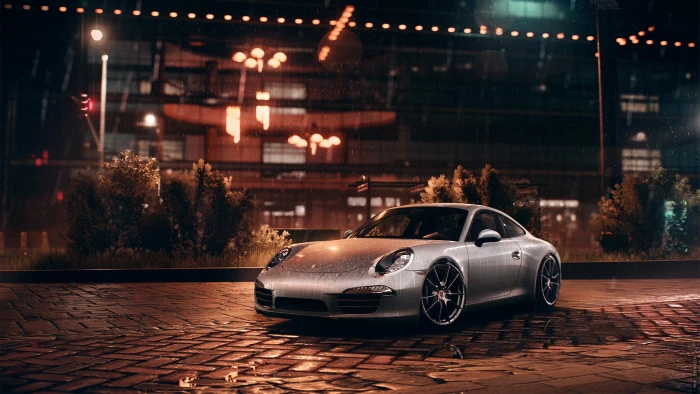 Porsche German cars sports car silver night Carrera S 2k