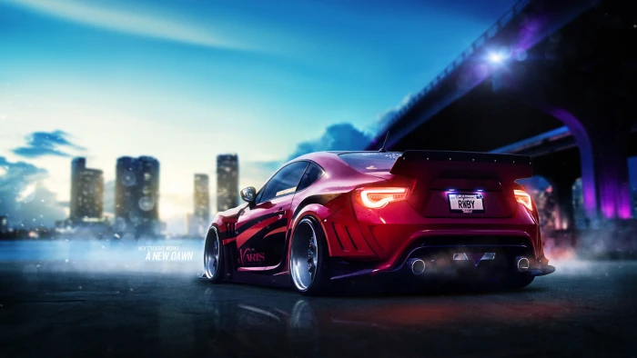 Subaru BRZ Toyobaru Japanese cars night city bokeh lens flare 2k