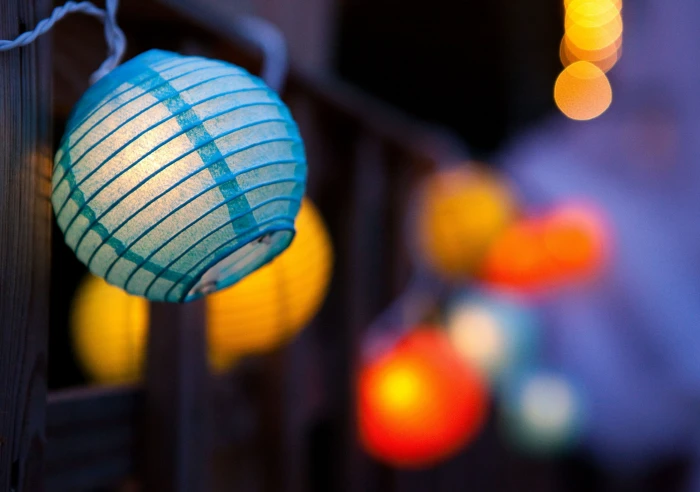 teal paper lantern light background Wallpaper mood blur 2k 4k