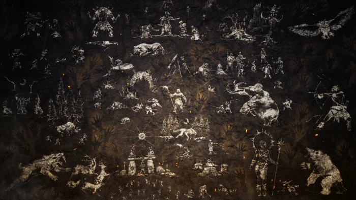 white cave painting lot surface creative wall texture animals 2k