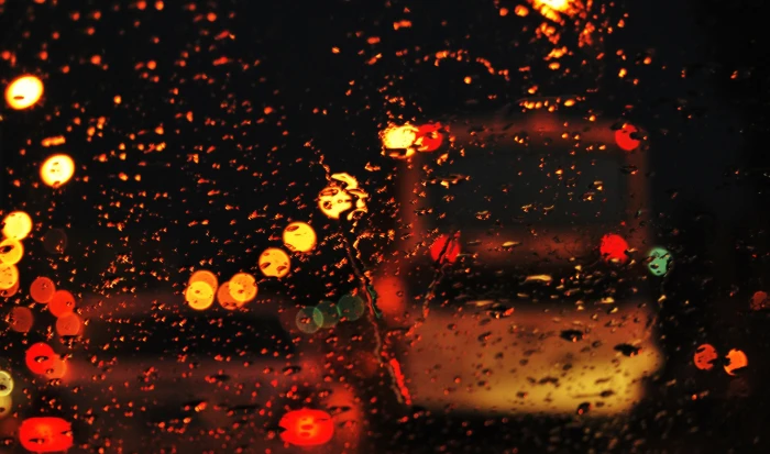 windshield raindrops glass bokeh water on defocused 2k 4k