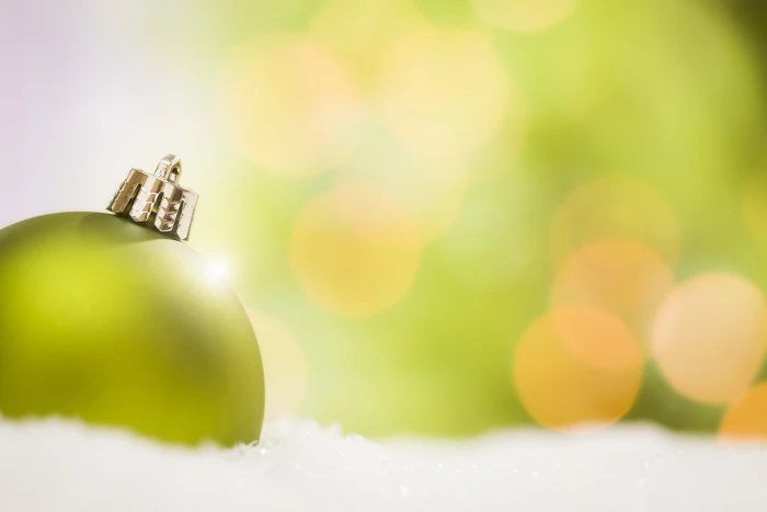 winter snow green background toy ball New Year Christmas 2k 4k 5k