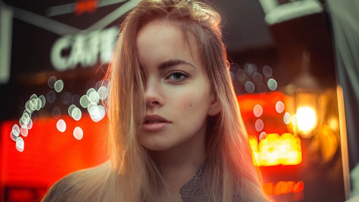 women blonde blue eyes open mouth face portrait looking at viewer 2k