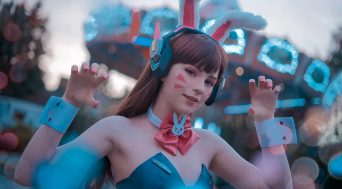 women model cosplay D Va Overwatch video games game girls 2k
