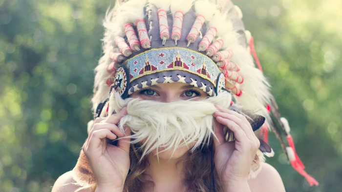 women s white and red feather headdress woman wearing pink fur 2k