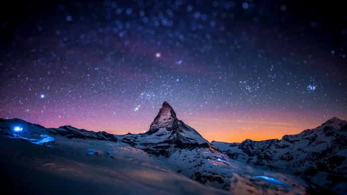 Zermatt bokeh starry night sunrise tilt shift Matterhorn 2k