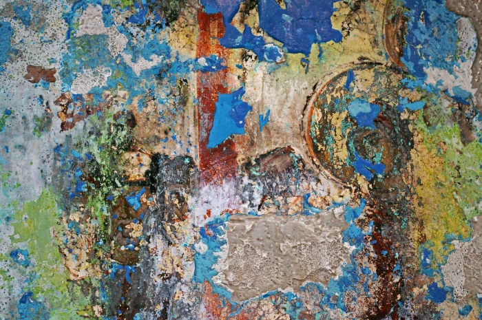 blue beige and green abstract painting church painted over 2k