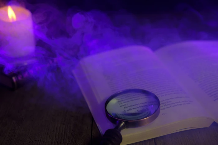 book page letters read literature magnifying glass candle 2k 4k 5k