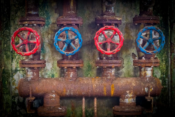 brass colored water pipe lost places factory old leave industrial building 2k 4k 5k