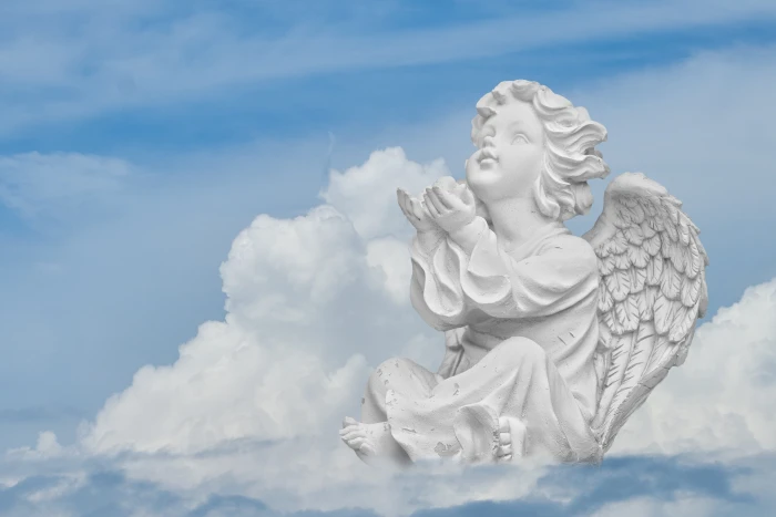 cherub figurine angel sky wing heavenly faith religion 2k 4k