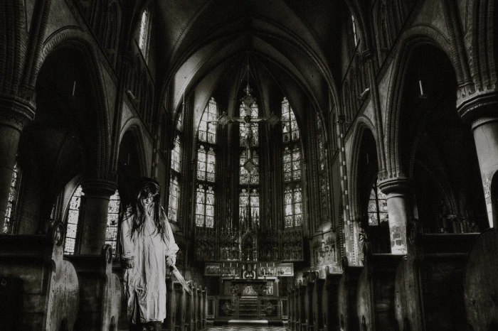 church horror photoshop scary gloomy girl woman weird 2k 4k 5k
