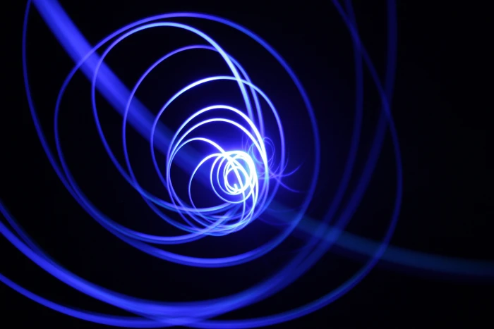 blue spiral light illustration fractal art space energy glow 2k 4k