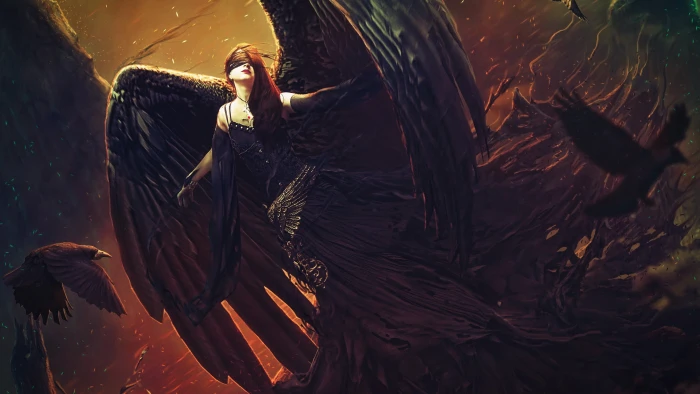 darkness illustration mythology artwork sky girl supernatural creature 2k 4k