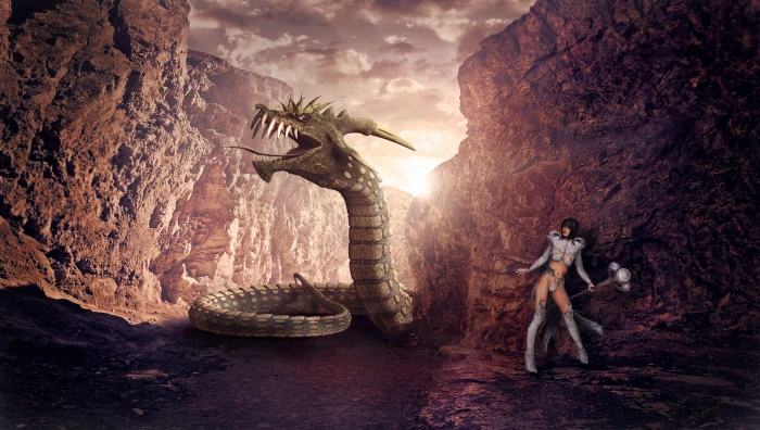 dragon online game fantasy dragons woman mythical creatures 2k 4k 5k