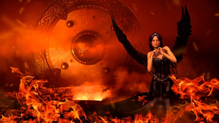 fantasy fire angel black magic mystical atmosphere smoke 2k 4k 5k