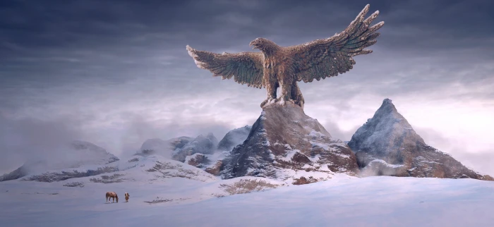 fantasy mountains adler huge landscape winter snow light 2k 4k 5k