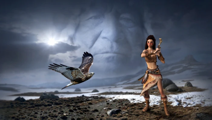 fantasy mystical indians falcon landscape sky fairy tales 2k 4k 5k