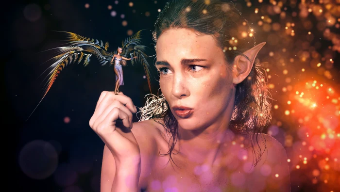 female nymph with fairy fantasy elf large small encounter 2k 4k 5k