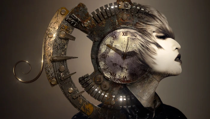 girl clock illustration fantasy portrait surreal woman helm 2k 4k 5k