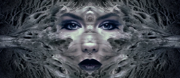 illusion photography on woman s face fantasy portrait mystical 2k 4k 5k