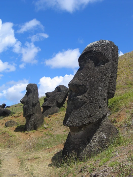 moai statues easter island head mystical rano raraku plastic 2k
