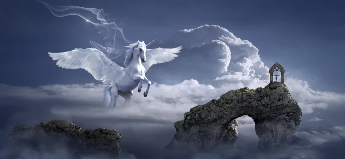 pegasus on cloud with man hill illustration fantasy horse 15 2k 4k 5k