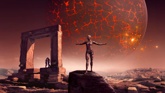 person standing in the universe fantasy science fiction surreal 2k 4k 5k