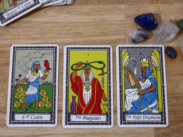 three tarot cards on brown surface fortune mystic future crystal 2k 4k 5k