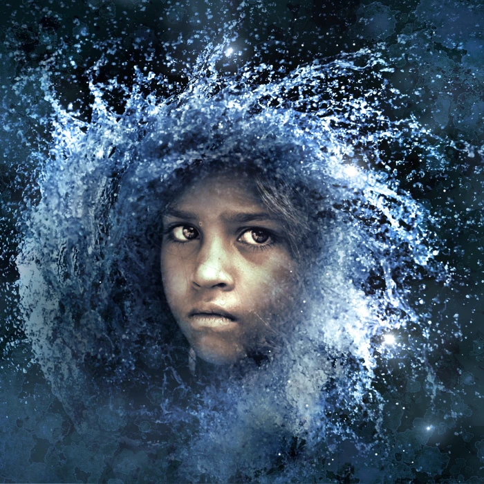 water splash photo of child cd cover portrait composing montage 2k