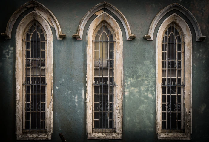 white closed windows with brown building on front church window 2k 4k 5k