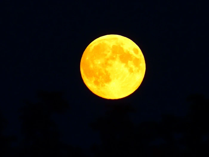 yellow full moon view Moonlight earth companion at night craters 2k 4k