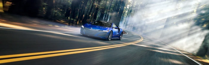 Acura NSX car Dual Monitors forest mist Motion Blur Multiple Display widescreen dualmonitor dualscreen 2k 4k