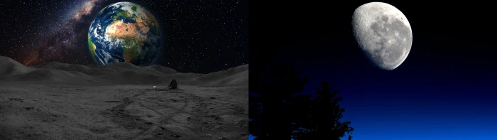 dual monitors Moon Earth space sky astronomy panoramic widescreen dualmonitor dualscreen 2k 4k