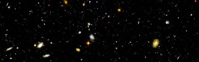 galaxy portrait Hubble Deep Field space multiple display dual monitors widescreen dualmonitor dualscreen 2k 4k
