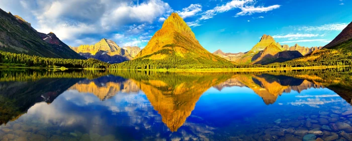 Glacier National Park Dual Monitor beige and green mountain hills poster widescreen dualmonitor dualscreen 2k