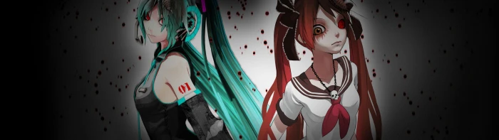 green white and black wooden board anime Hatsune Miku Vocaloid widescreen dualmonitor dualscreen 2k 4k