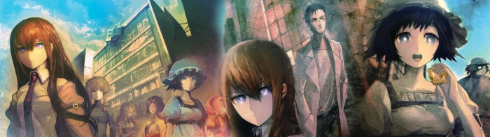 Huke artist dual monitors anime boys girls Okabe Rintarou widescreen dualmonitor dualscreen 2k 4k