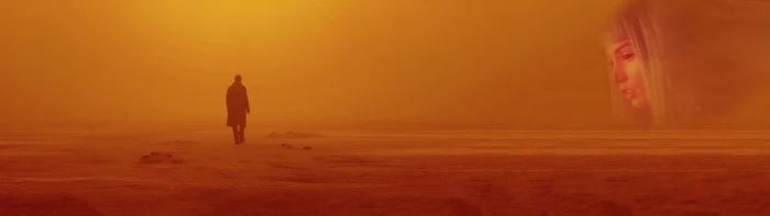 man standing on open field digital wallpaper Blade Runner widescreen dualmonitor dualscreen 2k 4k 5k