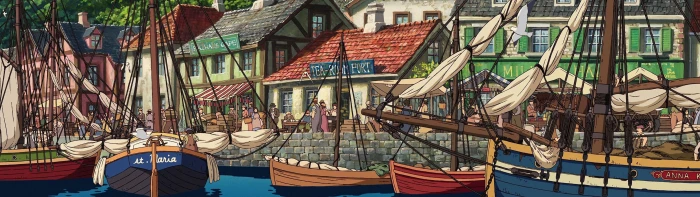 Studio Ghibli multiple display dock dual monitors illustration Howls Moving Castle widescreen dualmonitor dualscreen 2k 4k