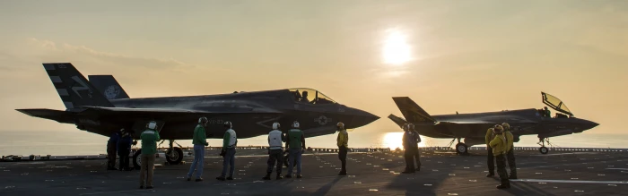 two fighter planes Lockheed Martin F 35 Lightning II military aircraft widescreen dualmonitor dualscreen 2k 4k