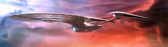USS Enterprise spaceship nebula dual monitors Star Trek widescreen dualmonitor dualscreen 2k 4k