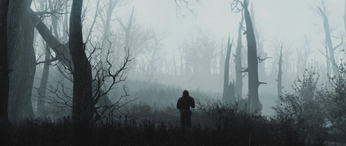 withered trees dual monitors video games Fallout 4 plant widescreen dualmonitor dualscreen 2k 4k 5k