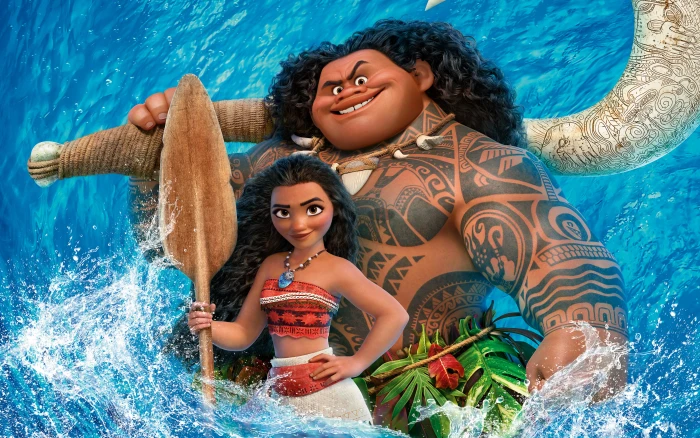 Maui Moana Animation young adult women two people 2k 4k 5k