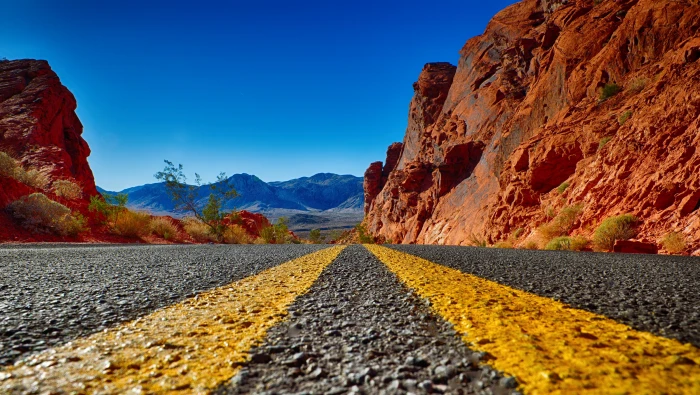 photo of road between brown mountains Valley Fire Nevada 2k 4k 5k